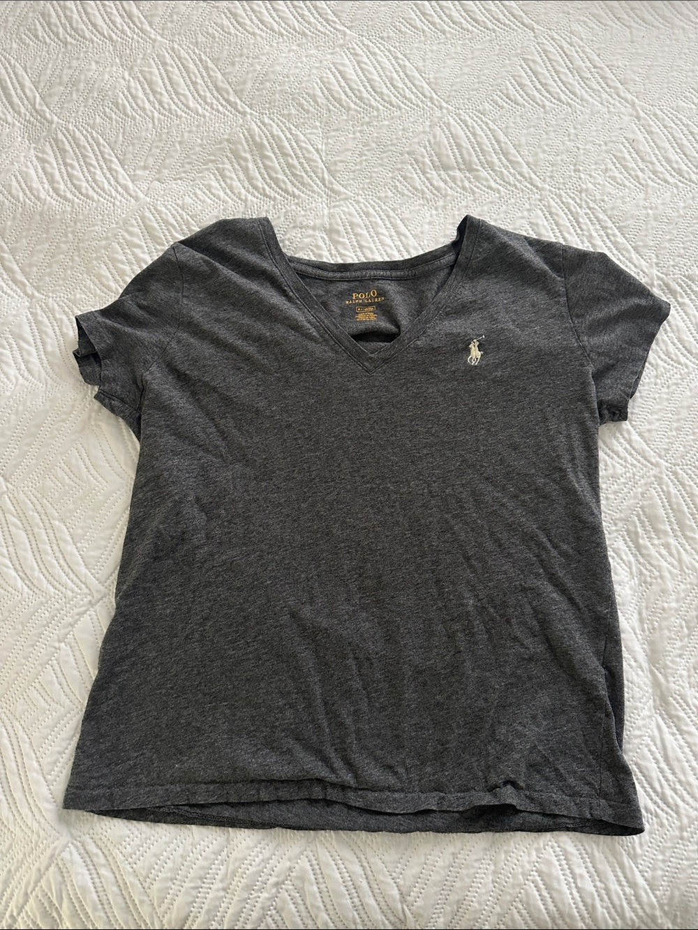 Polo by Ralph Lauren Women's Dark Gray V-Neck Tee